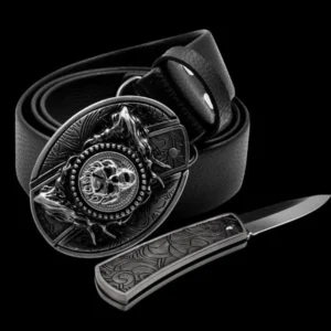 😎 Fashion Genuine Leather Belt With Knife - Image 6