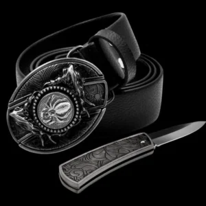 😎 Fashion Genuine Leather Belt With Knife - Image 5