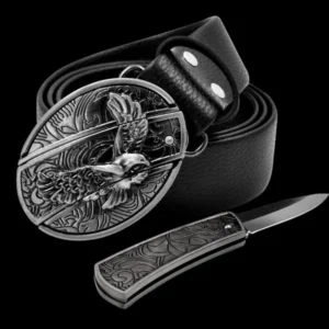 😎 Fashion Genuine Leather Belt With Knife - Image 3
