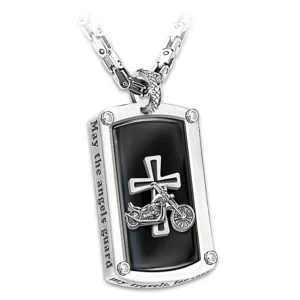 "Biker's Blessing" Engraved Dog Tag Pendant Necklace - Image 5