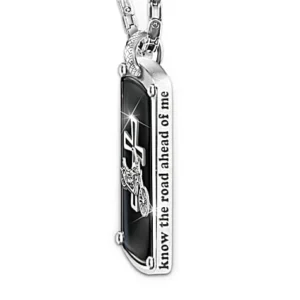"Biker's Blessing" Engraved Dog Tag Pendant Necklace - Image 4