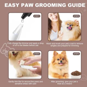 Silent Electric Pet Claw and Hair Trimmer with LED Light | Safe and Low Noise, Suitable for Dogs and Cats - Image 2