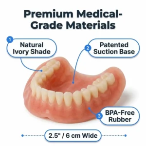 Custom Fit Denture Set | Adhesive-Free Suction Fit Dentures - Image 4