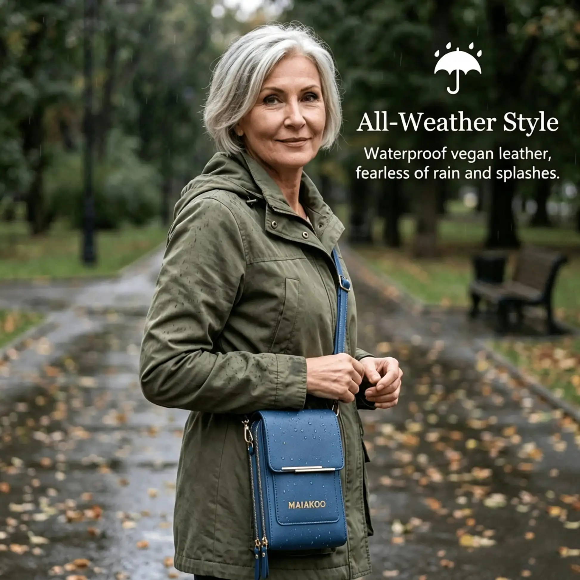 Touchscreen Crossbody Phone Wallet for Women | Water-Resistant Vegan Leather - Image 3