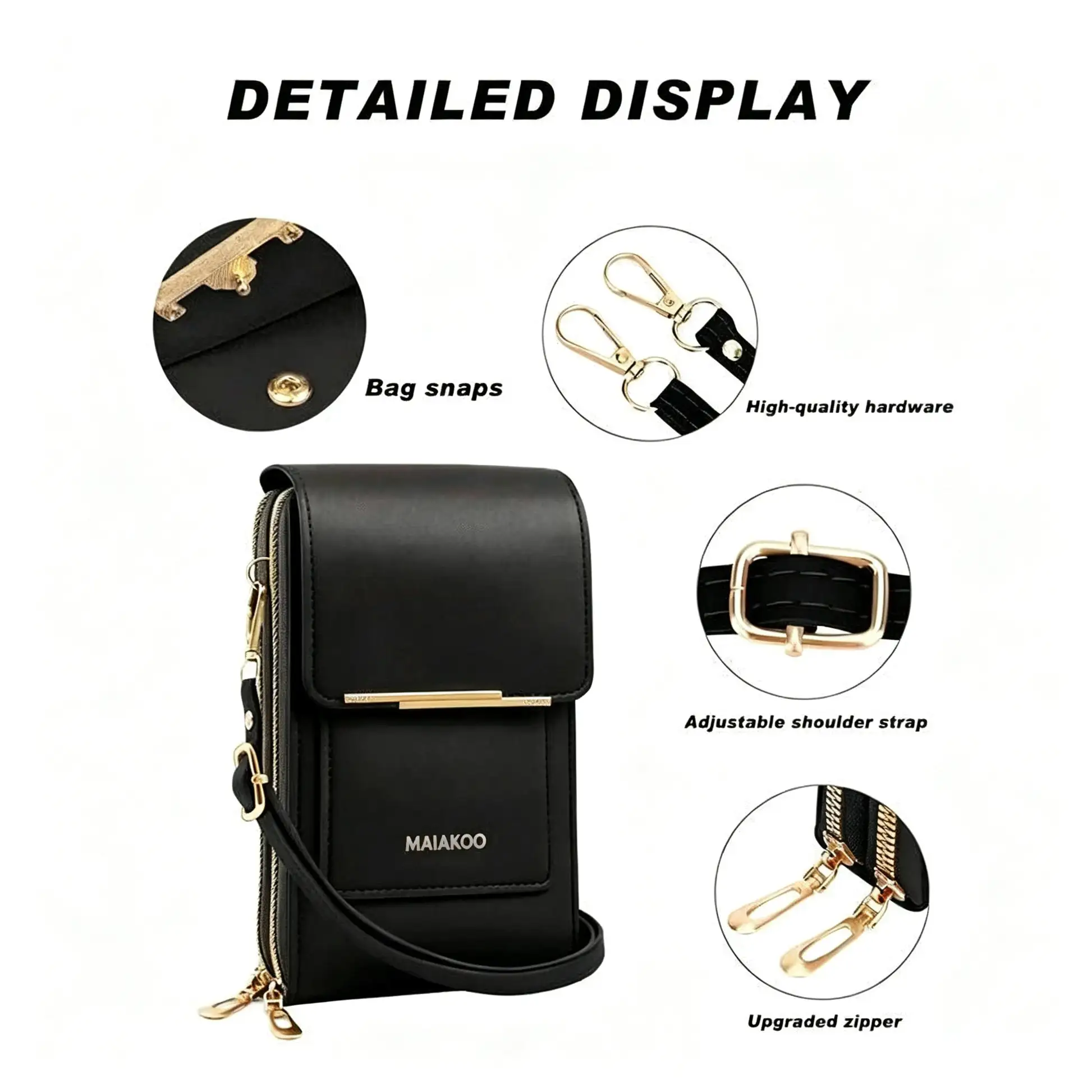 Touchscreen Crossbody Phone Wallet for Women | Water-Resistant Vegan Leather - Image 9